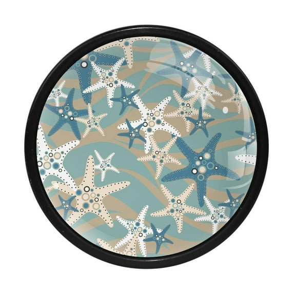 4 Pcs Starfish Knobs for Kitchen Cabinet Cupboard Dresser Bookcase Drawer Pulls Handles Round Home Decor