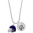 thumbnail image 1 of Delight Jewelry Silvertone Small Purple Football Helmet Silvertone Script Initial Disc - B - Charm Necklace, 20"+3", 1 of 4