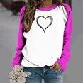 thumbnail image 2 of BLVB Womens Valentine's Day Crewneck Sweatshirts Raglan Long Sleeve Heart Printed Casual Loose Fall Pullover Blouse, 2 of 6