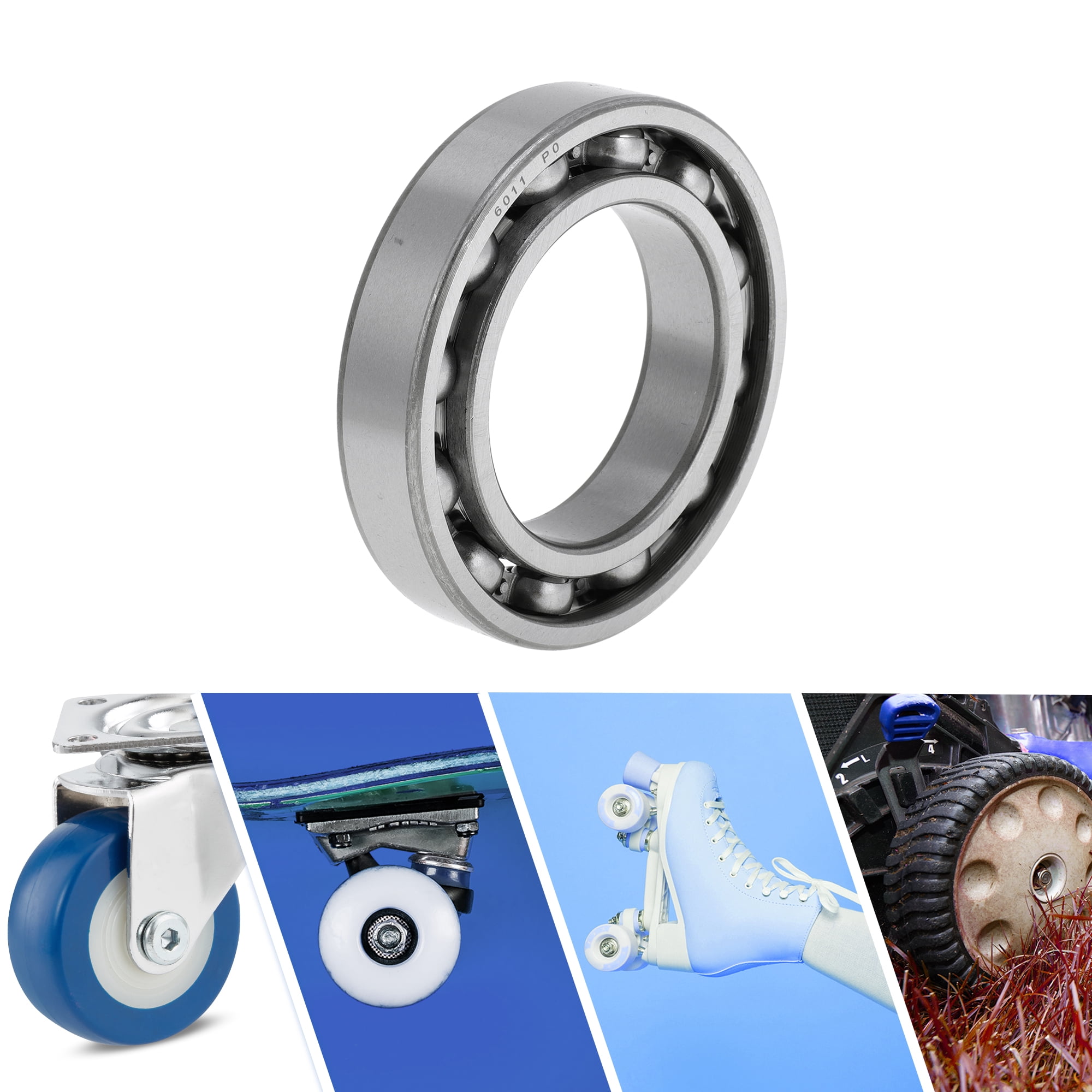Unique Bargains 6011 Deep Groove Ball Bearings P0 55x90x18mm Lubricated Bearings Open Type Silver Tone Scooter Skateboard Wheel