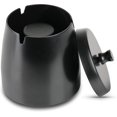thumbnail image 1 of CHAO Cenicero de acero inoxidable para exteriores con tapa de olor peculiar, cenicero de oficina para bar, balcón, jardín interior y exterior, negro (pequeño), 1 of 5