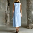 thumbnail image 5 of Lenago Womens Summer Casual Mini Dresses Women's Casual Crew-Neck Multi-Color Pocket Sleeveless Dress Blue L, 5 of 6