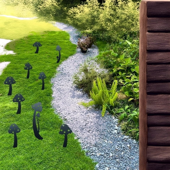 5PCS Metal Mushroom Yard Art - Garden Decorative Stake, Mushrooms Silhouette Statue Decor for Pathway, Floor, Garden, Lawn, Outdoor Decoration