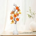 thumbnail image 4 of 4Pcs Artificial Pumpkin Branch Artificial Maple Leaf Branch with Pumpkin Fall Fake Pumpkin Berry Branch Home Halloween Christmas Thanksgiving Decoration, 4 of 7
