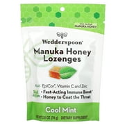 Wedderspoon Manuka Honey Immunity Lozenges with Epicor, Zinc, Vitamin C –Cool Mint, 2.6 Oz