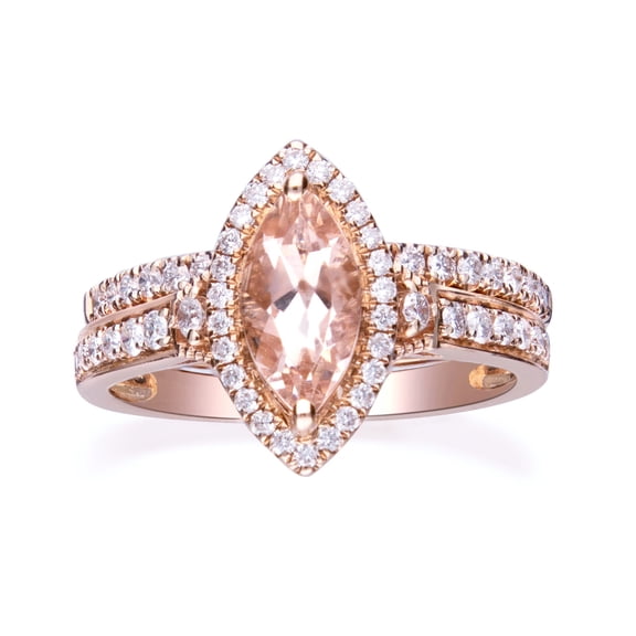 Gin & Grace 14KT RG Genuine Morganite and Diamond Accent Ring.