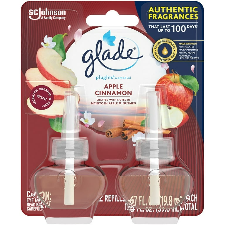 Glade PlugIns Apple Cinnamon Oil Refill - Oil - 1.3 fl oz (0 quart) - Apple Cinnamon - 30 Day - 2 / Pack - Long Lasting Glade PlugIns Apple Cinnamon Oil Refill - Oil - 1.3 fl oz (0 quart) - Apple Cinnamon - 30 Day - 2 / Pack - Long Lasting