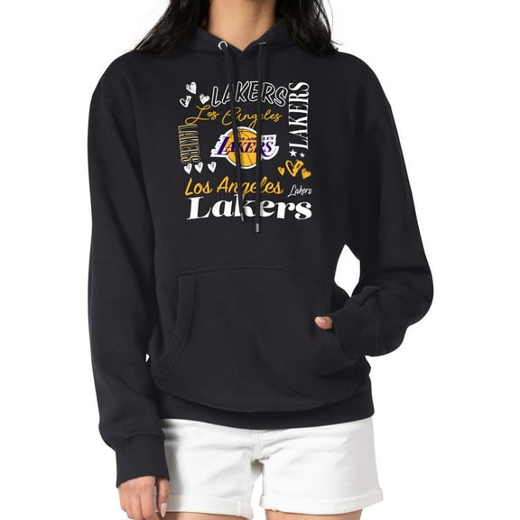 Women's G-III 4Her by Carl Banks Black Los Angeles Lakers Team Collage Graphic Fleece Pullover Hoodie