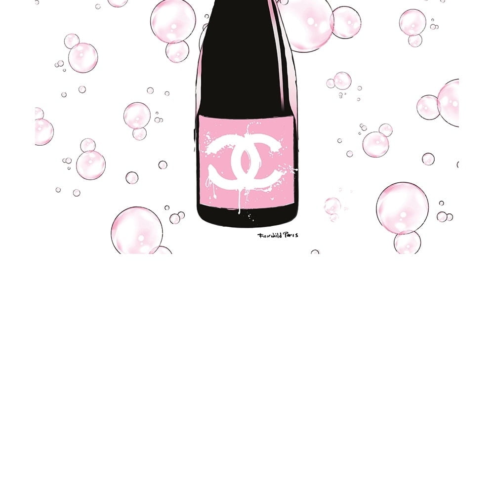 Fashion Glam Champagne Bottle - 14"X14" Canvas Artwork 14 x 14