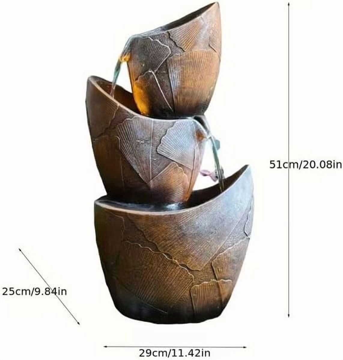 Elegant Resin Waterfall Fountain, Soothing Relaxing Water Feature Decor, Durable Tabletop Ornament for Indoor Outdoor Home Office Garden