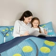 thumbnail image 5 of Feelyou Blue Tennis Print Queen Comforter Set, Cartoon Ball Sports Bedding Sets, Teens Kids Boys Girls Reversible Bedding Comforter Set, Super Cozy Room Decor, 3-Piece, 5 of 8