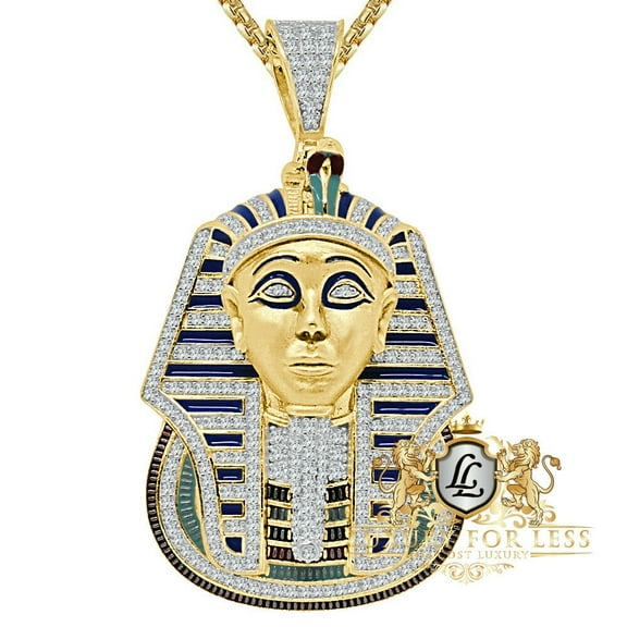 25  Grams Real Silver 14K Gold Over Egyptian King Tut Pharaoh Pendent Charm 2''