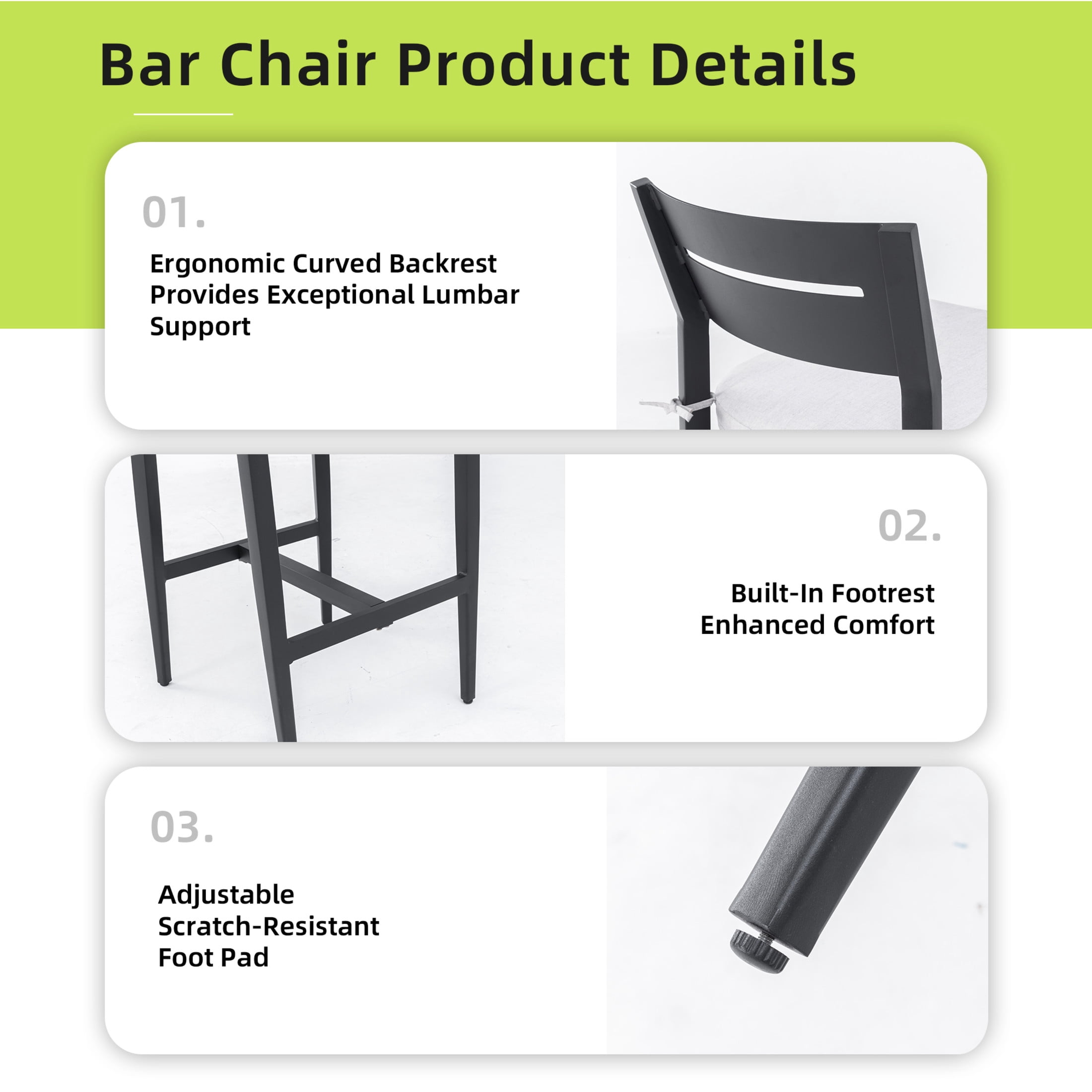 Noble House 5-Piece Outdoor Bar Set, Sintered Stone Table, Aluminum Bar Stools & Sunbrella Fabric Cushions, Ember Black