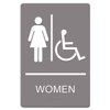 HeadLine Women/Wheelchair Image Indoor Sign - 1 Each - women's restroom/wheelchair accessible Print/Message - 6" Width x 9" Height - Rectangular Shape - Plastic - Gray, White