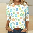 thumbnail image 2 of Brnmxoke 3/4 Sleeve Easter Day Shirt Women 2024 Plus Size,Womens Casual Three Quarter Sleeve T Shirts Easter Eggs Holiday Blouse Trendy Basic Tunic Summer Ladies Tops, 2 of 5