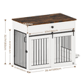 thumbnail image 4 of WHIFEA Modern Wooden Dog Crate Furniture with Sliding Barn Door & Side Access, Rotating Feeder Kennel for Medium-Large Dogs, Farmhouse Style, White, 4 of 11