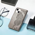 thumbnail image 5 of Compatible with iPhone 14 Case Glitter Bling with Card Holder and Stand Leather Flip Wallet Diamond Butterfly Protective Case for iPhone 14 6.1 inch Crystal Grey, 5 of 14