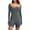 Dark Grey, variant on Women’s Solid Color Rompers Summer Long Sleeve Square Neck Playsuit Comfy Jumpsuit Shorts Loungewear