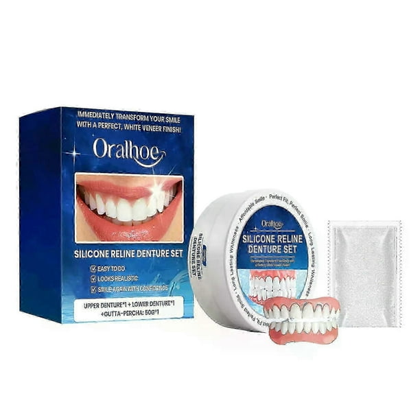 Silicone Reline Denture Set, Denture Silicone Reline Kit for Dentures, Soft Denture Reline Kit for Men and Women, Unisex Denture Reline Kit is Suitabl