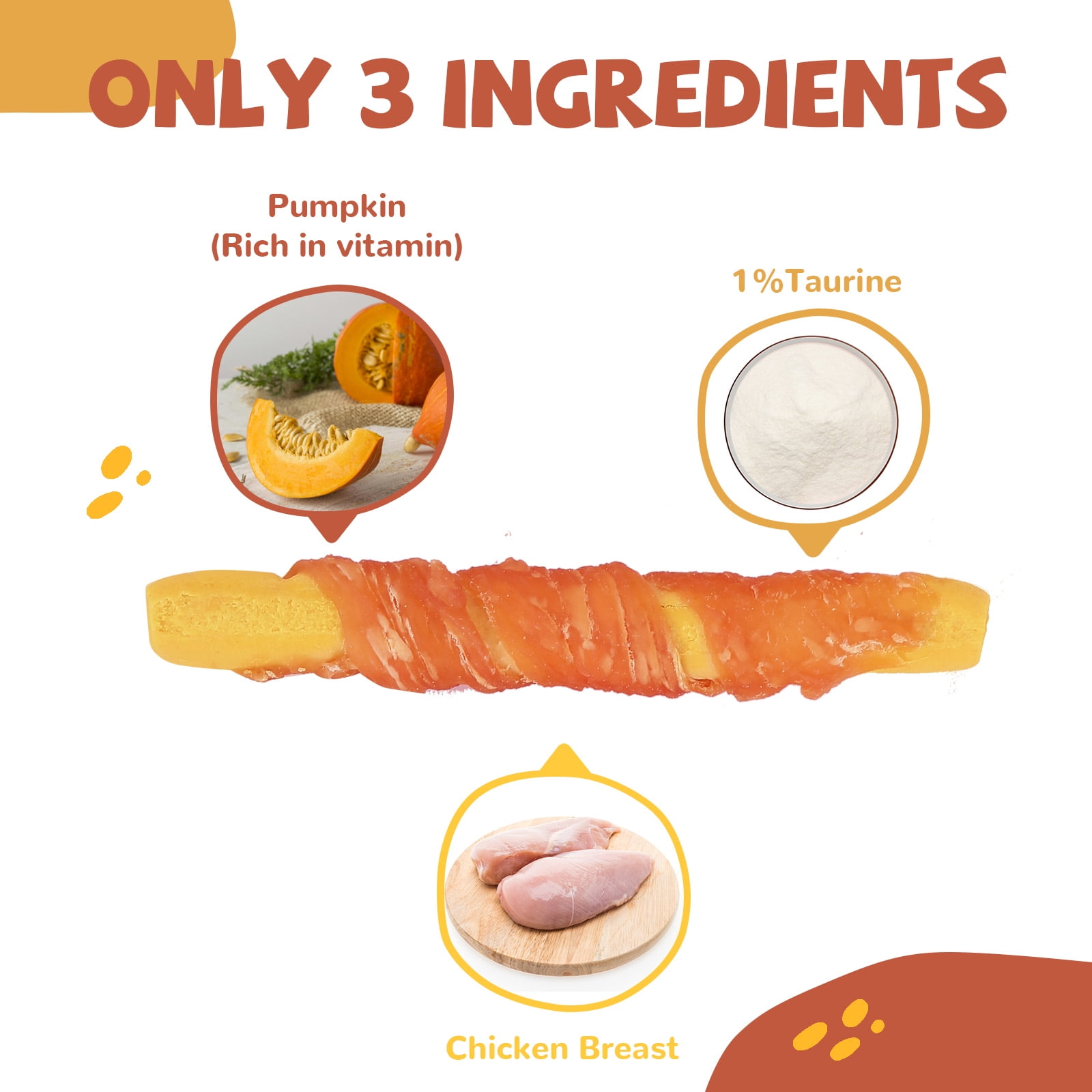 (2 pack) PAWUP Chicken Wrapped Pumpkin Biscuits Dog Treats, Rawhide Free, Promote Digestion Soft Chewy Dog Snacks for All Dogs, 10.6oz