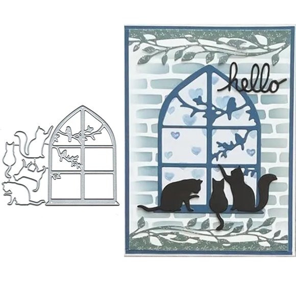 Troquel metálico DuuFounG Cats Window Frame 12 x 10 cm