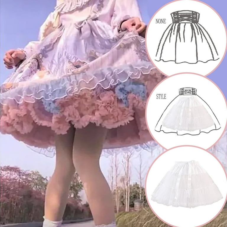 新品　Katie UNDER PRETTIES シャーリングトップ ホワイト BYHONG Women Petticoat 2 Adjustable Skirt Lace Short Underskirt