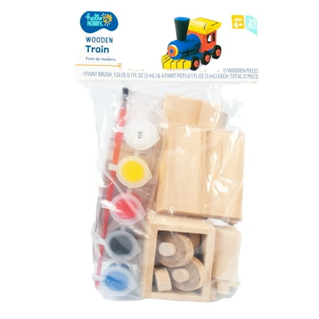 Hello Hobby Build Your Own Wood Train, 21 Pieces