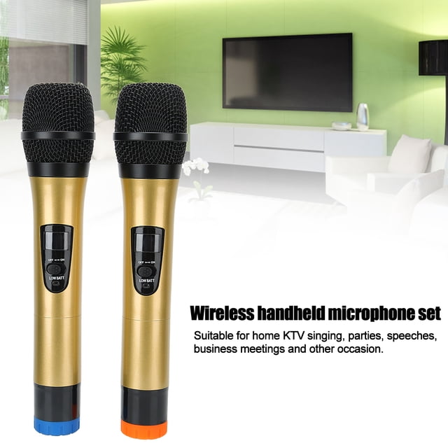 Con El Micrófono de Karaoke Convertidor, 1 Turno 2 Conjunto de Micrófono Inalámbrico VHF, Micrófono Duradero Conjunto para El Canto de Ktv para El Habla para El Hablaza