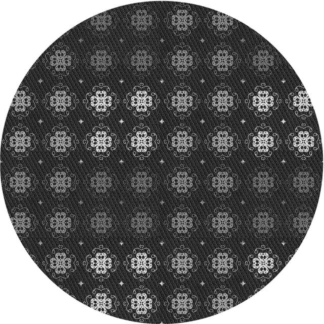 Ahgly Company Tapis Rond Lavable en Machine Intérieur Transitionnel Gris Minuit, 8 Pieds Rond