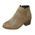 thumbnail image 3 of Mostsola Ankle Boots for Women Stacked Heel Zipper Booties Retro Pointed Toe Chelasa Boot, 3 of 9