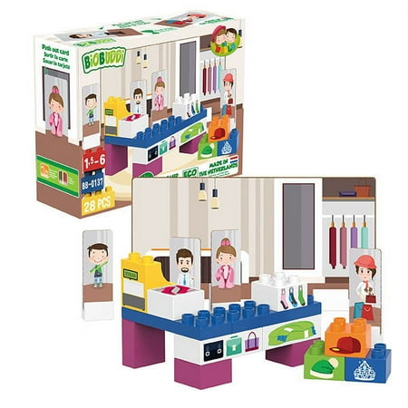 BIOBUDDI City Life Fashion Store Set - Eco Friendly Building Blocks for Kids