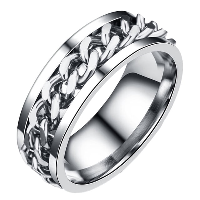 Miangastore Simple Ring Delicate Finger Ring Stainless Steel Jewelry Creative Ring Fashion Finger Ring for Man Boy Male (Steel Color With Box Size 12)