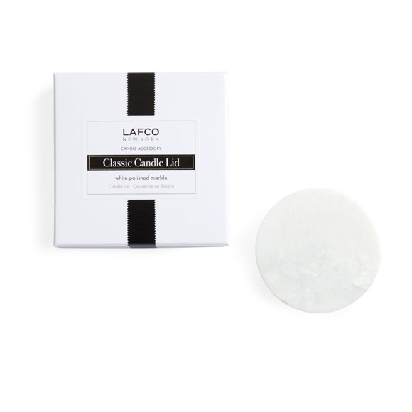 Tapa de vela LAFCO New York Classic de mármol blanco pulido