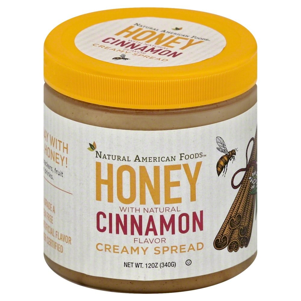 Natural American Foods Honey, Creamy Spread, Cinnamon, 12 Oz
