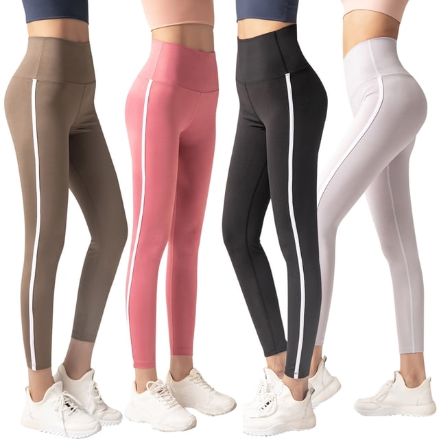 Pantalon de Yoga pour Femmes Rétro Rayé Côté Taille Haute Collants de Sport Entraînement Physique Course Cyclisme Collants Adaptés pour Gym Maison Rue