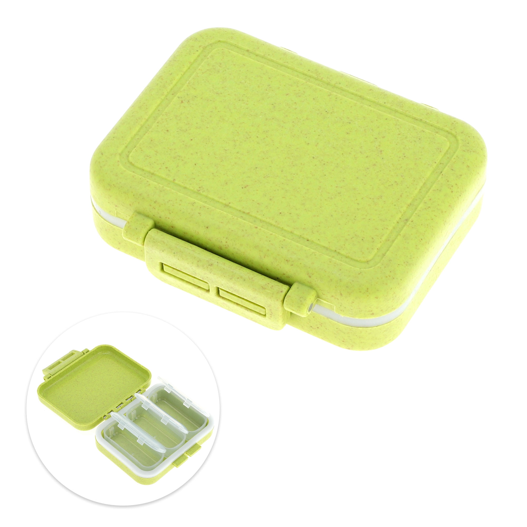 Unique Bargains 3 Grids Durable Design Single Layer Pill Box for Travel 1 Pc Green
