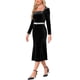 thumbnail image 4 of Vestido de terciopelo INSPIRE CHIC para mujeres con escote cuadrado, manga larga, vestido de cóctel, bodycon, estilo sirena, midi, 4 of 6