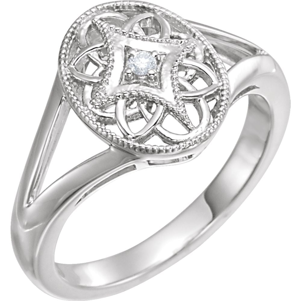 Jewels By Lux Sterling Silver Rhodium Diamond & Pink Quartz Ring 