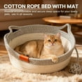thumbnail image 2 of Cotton Rope Woven Cat Bed Basket Round, Foldable Sleeping Basket with Playing Rope Ball, Handwoven Scratchable Breathable Weave for Small Dogs Pets, 2 of 8