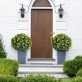 thumbnail image 1 of 23-pulgada artificial topiary flower con ground spike (4-pack yellow)-pe fake plants con metal stakes para indoor y outdoor decor, 1 of 8