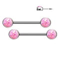 thumbnail image 5 of Nipple Barbells with Opal Bezel Set Tops Implant Grade Titanium 14G, 5 of 11