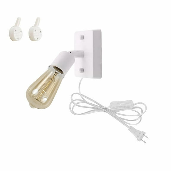 KAYYELAMP White Metal Wall Sconce 5.9Ft UL Plug-in Cord Minimalist Style Wall Light Fixture Hook Type Mount For Kitchen Porch Home Decor Bulb Sold Separately