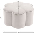 thumbnail image 4 of Meridian Furniture Daisy Flower Shaped Cream Velvet Ottoman, 4 of 5