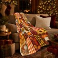 thumbnail image 3 of Rustic Pumpkin Sunflower Patchwork Harvest Farmhouse, Cozy Friendship Quote Scene, Warm Flannel Blanket for Ranch House and Living Room, Art Lovers Thanksgiving Gift, Festive Home Decor, 3 of 9