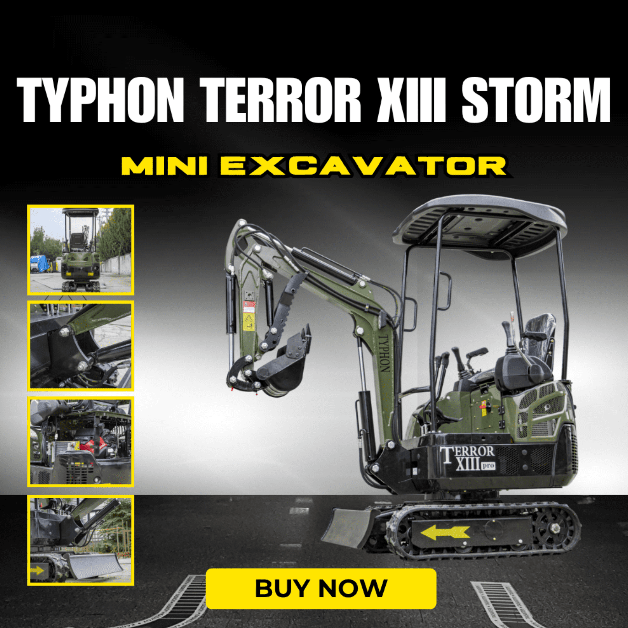 TYPHON TERROR XIII Mini Excavator – 1.3 Ton Trench Digger with