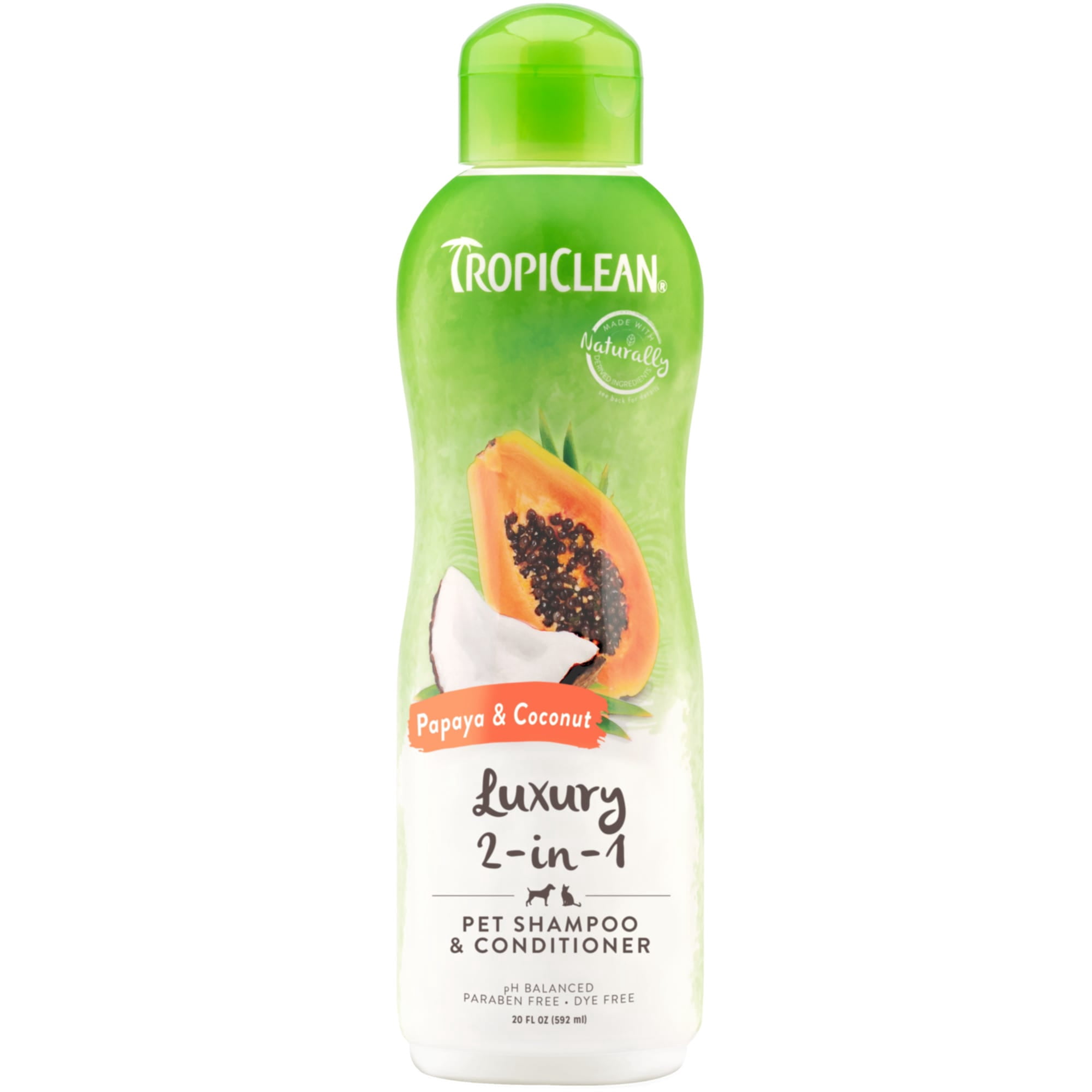 TropiClean Papaya & Coconut Luxury 2-in-1 Shampoo and Conditioner for Pets, 20 fl.oz.