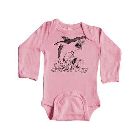 

Inktastic Great White Shark Jumping in Black Gift Baby Boy or Baby Girl Long Sleeve Bodysuit