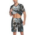 thumbnail image 3 of joogoo Men's Pajama Set Skull and Tree V-Neck Pj Shorts Set 2 Piece Loungewear Sleepwear L, 3 of 7