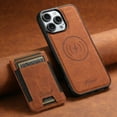thumbnail image 4 of ELEHOLD for iPhone 16 Pro Max Case, Compatible with Mag Safe Accessory, 2 in 1 Detachable Magnetic Card Holder Faux Lychee Pattern Leather Kickstand Wallet Case for iPhone 16 Pro Max,Khaki, 4 of 7