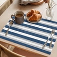 thumbnail image 3 of Navy Blue Grey Stripe Placemats Set of 8 Minimalist Farmhouse Striped Place Mats Indoor Wipeable Table Mats Washable Cloth Dining Table Placemats for Kitchen Holiday Party Home Decor 13x19 Inch, 3 of 9